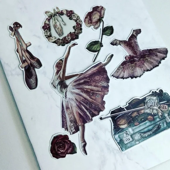 Elegant Ballet Dancer, Recital Outfits, Violin, Piano & Flowers, 34 Stickers - Picture 10 of 15